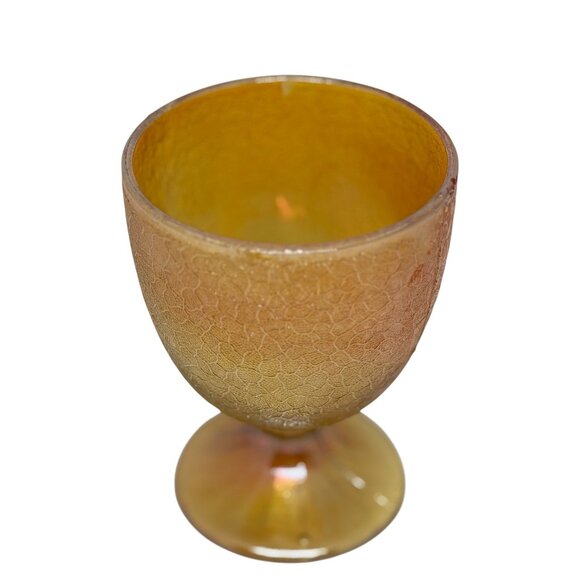 VTG Jeanette Marigold Carnival Glass Crackle Apothecary Candy Jar 7.75" Textured - Picture 7 of 8